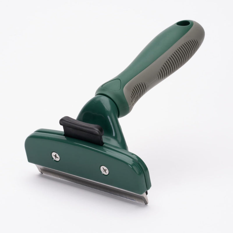 Deshedding Grooming Tool for Dogs and Cats with Fur Release Button for Any Length Fur with Ergonomic Handle Olive Green - PawsPlanet Australia
