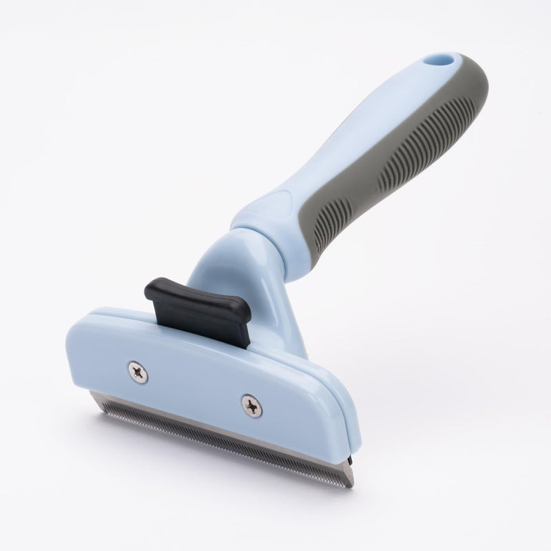 Deshedding Grooming Tool for Dogs and Cats with Fur Release Button for Any Length Fur with Ergonomic Handle Blue - PawsPlanet Australia