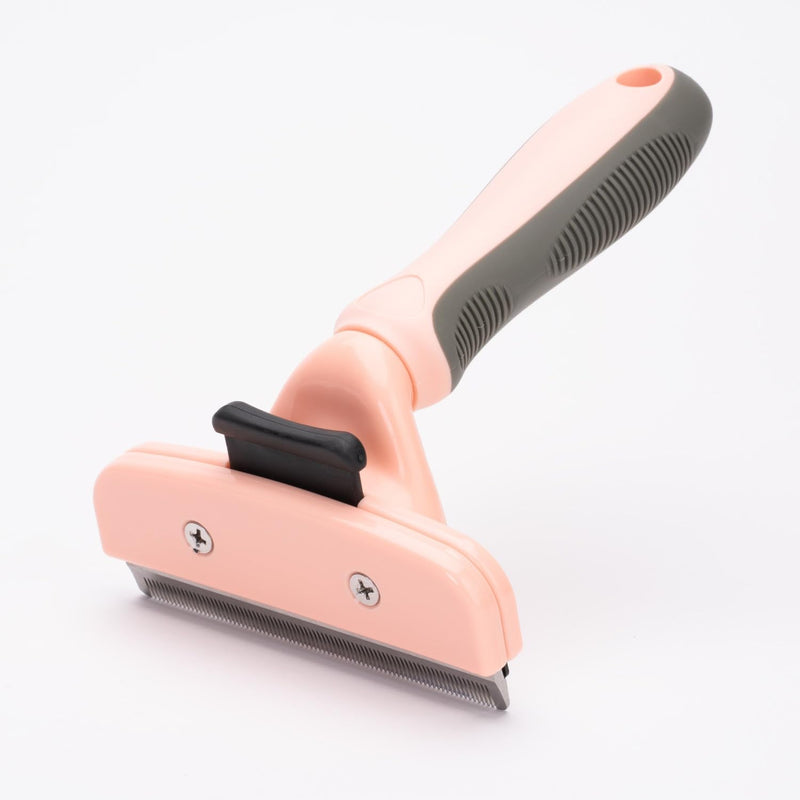 Deshedding Grooming Tool for Dogs and Cats with Fur Release Button for Any Length Fur with Ergonomic Handle Pink - PawsPlanet Australia