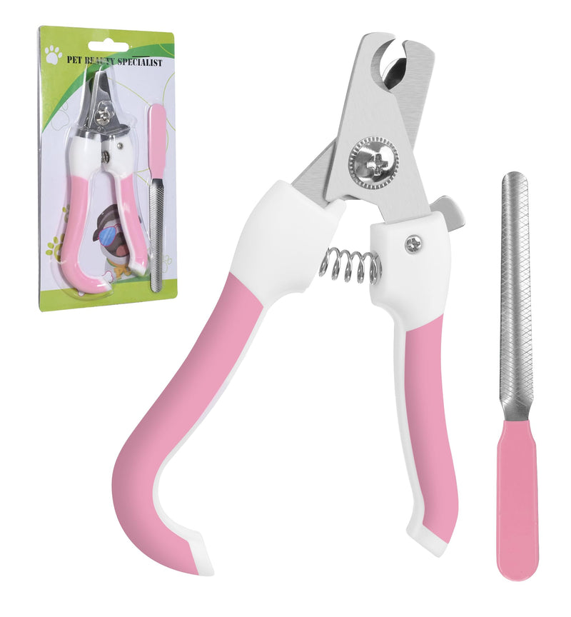 Pet Nail Clippers and Trimmers for Dogs and Cats, Professional Grooming Tool with Safety Guard, Sharp Blades, Free Nail File, Avoid Overcutting, Suitable for Small and Large Pets (Pink) Pink - PawsPlanet Australia