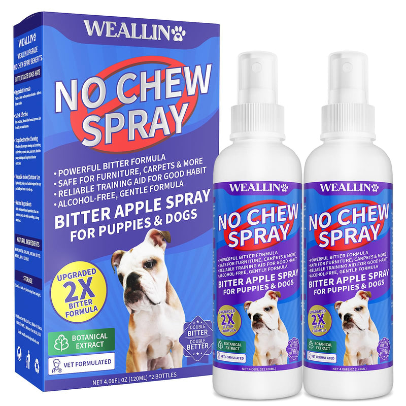 2 Pack No Chew Spray for Dogs, Bitter Apple Spray for Dogs Natural Training Aid for Dogs & Puppies, Stop from Chewing and Biting on Furniture, Shoes, Plants, Indoor & Outdoor Use, No Alcohol & Stain - PawsPlanet Australia