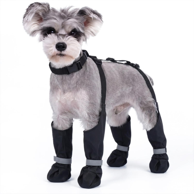 Allroaring Dog Suspender Boots, Waterproof Dog Rain Boots, Puppy Snow Shoes for Winter, Anti Dirt Pants with Shoes, Adjustable Suspender Pants for Outdoor Walking XS Black - PawsPlanet Australia