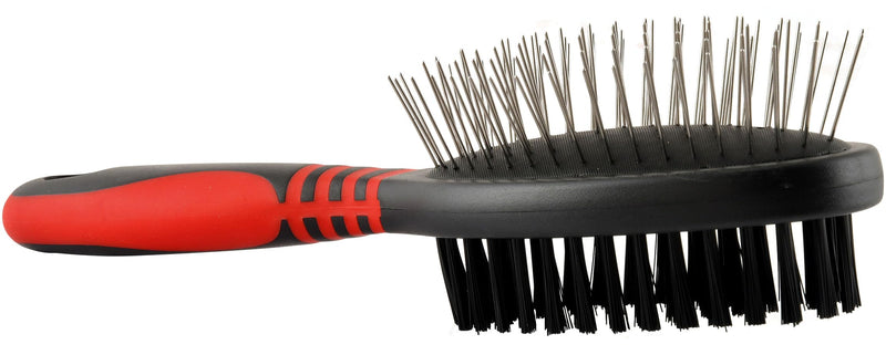Jeffers Pet 2 Sided Pin Brush - Grooming Tool for Dogs, Cats, Small Animals, Pin Brush for Detangling & Nylon Bristles for Smooth Finish, Ergonomic Handle, Perfect for Medium to Long Coats - PawsPlanet Australia