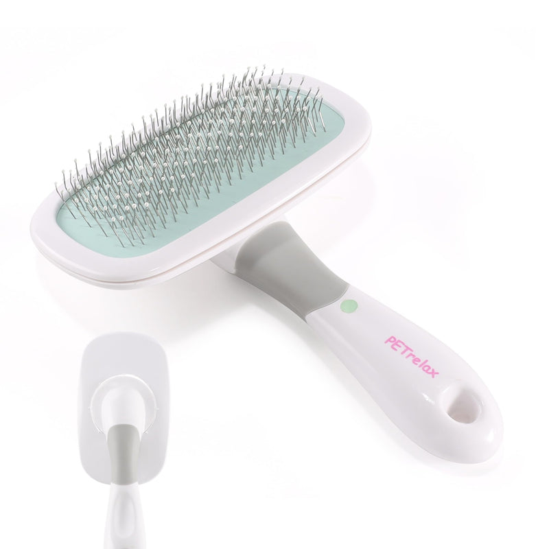 360°Rotating Dog and Cat Brush with Coated Tips and Soft Pins in 2 Length Gentle Slicker Brush for Small Dogs Puppies Yorkies Poodles Removes Loose Fur - PawsPlanet Australia