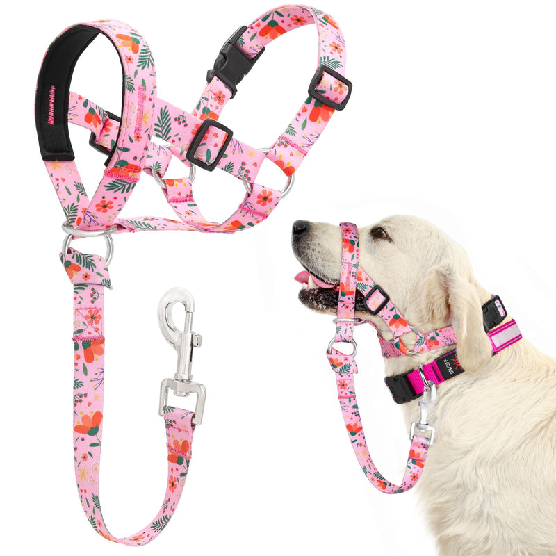 No-Pull Dog Headcollar - Adjustable Head Halter Collar for Dogs, Padded Gentle Lead to Stop Heavy Pulling on The Leash, Anti-Pull Training Muzzle for Easy Control on Walks (Pink, Medium) Pink - PawsPlanet Australia