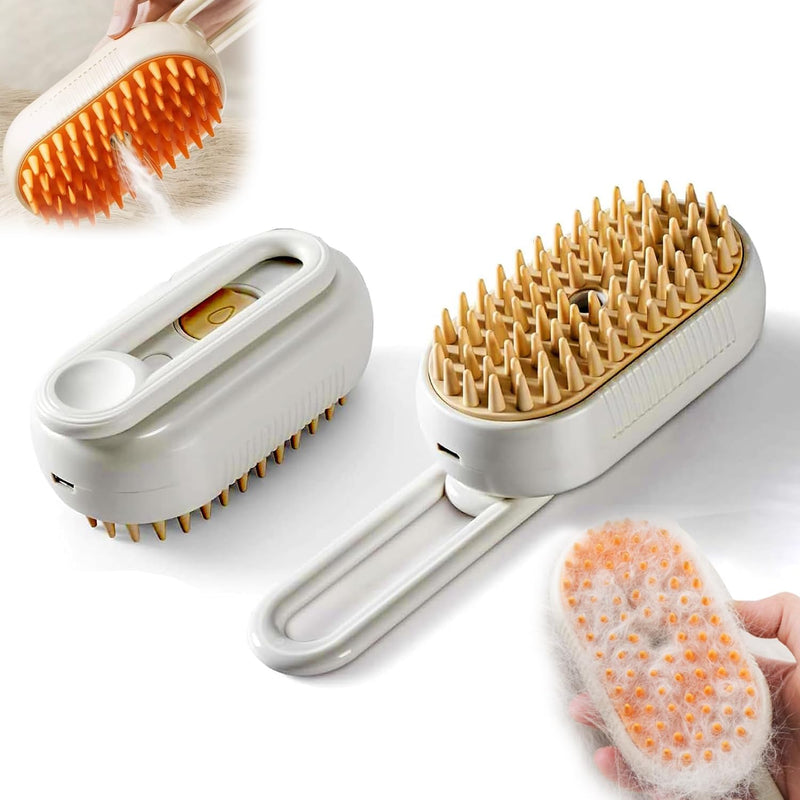 4 in 1 Cat Steam Brush for Shedding, Rechargeable Steam Cat Brush With Rotating Handle, for Massaging and Cleaning Shedding Pet Hair, for Cats Dogs (White) White - PawsPlanet Australia