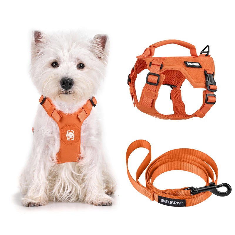 Onetigris Small Harness Dog Harness and Leash Set,MINI Trooper No Pull Dog Vest Fully Adjustable Harness for Puppy Dog and Cats, Dog Vest Harness for XXXS XXS XS Pets (Orange, XXS) Orange - PawsPlanet Australia