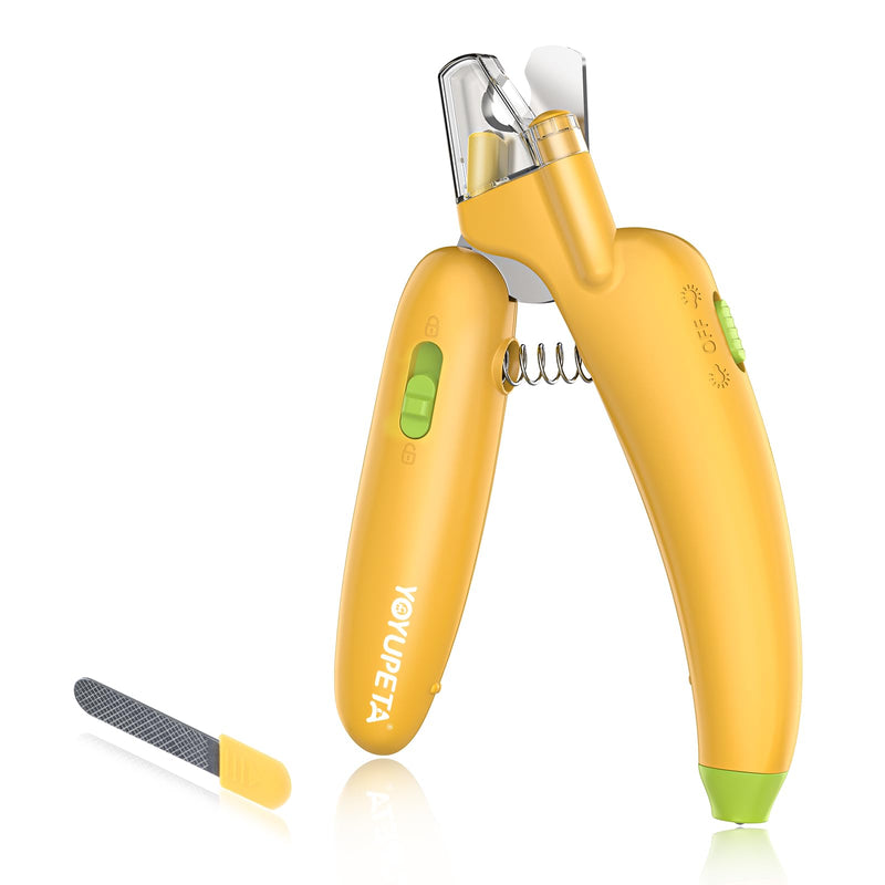 Dog Nail Clippers with LED Light & Nail File – Professional at-Home Pet Grooming Kit, Razor-Sharp Claw Trimmer & Built-in File for Safe, Stress-Free Trimming on Dogs Cats. Yellow - PawsPlanet Australia