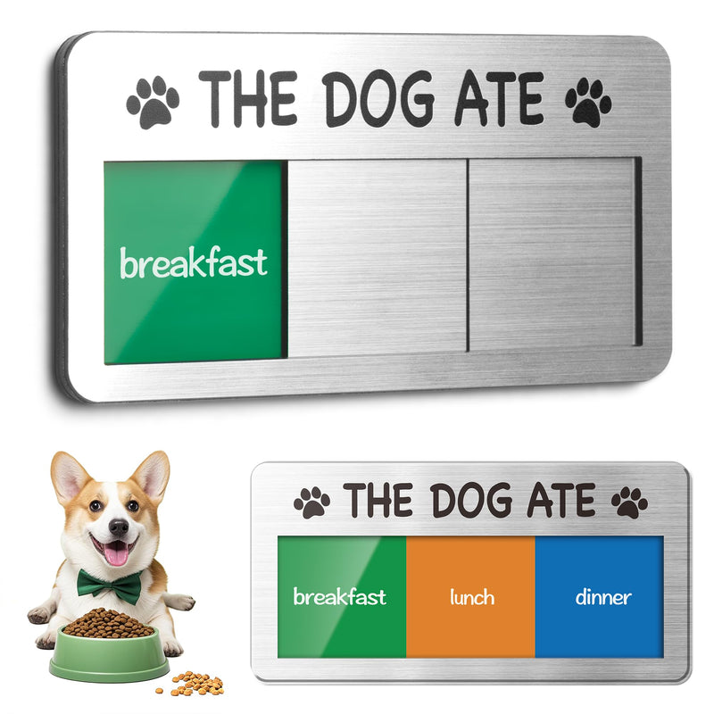 Dog Fed Sign- Dog Feeding Chart 3 Times A Day,Pet Feeding Reminder,Did You Feed The Dogs Tracker With Magnets and Double Sided Tape for Fridge, Prevent Over Feed, Brushed Silver Sliver-3 area - PawsPlanet Australia
