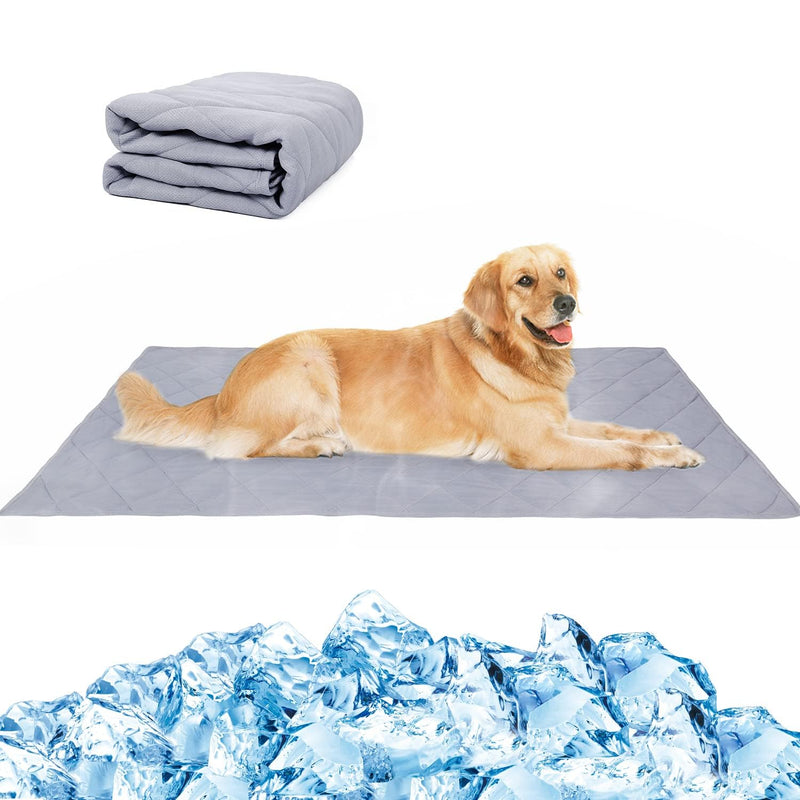NACOCO Pet Summer Cooling Blanket 31.5" x 43.3" Double-sided availability Mat Dog Throw Puppy Self Cat Pad Bed Cover for Home Outdoor Sofa Sleeping Washable Portable Lightweight Small to Large(Grey,M) M: 31.5" x 37.4" Grey - PawsPlanet Australia