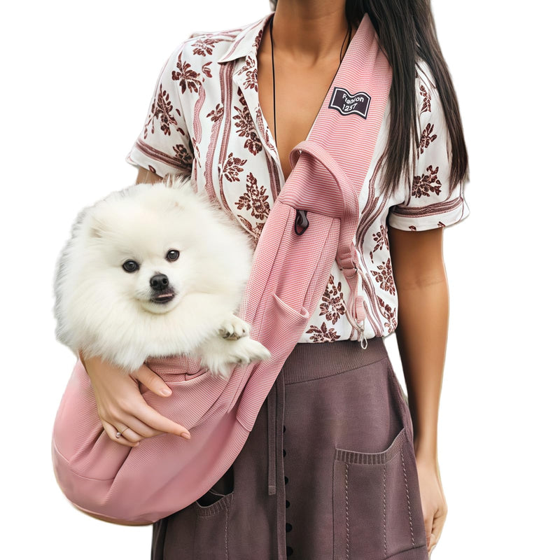 Dog Slings for Small Dogs,Soft and Breathable Waffle Fabric,Puppy Essentials,Reversible Dog Sling with Organizer Pocket,Suitable for Small Dogs and Cats,Pink - PawsPlanet Australia
