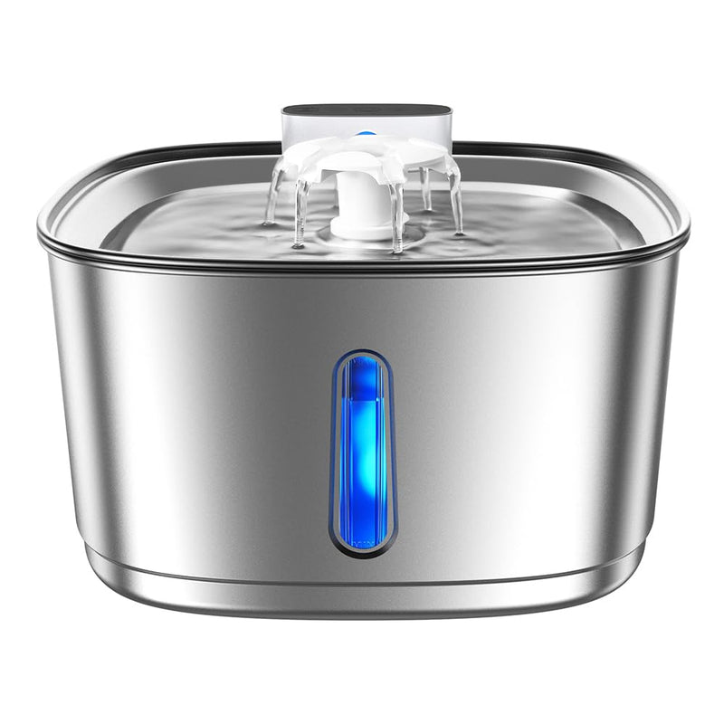 Wireless Cat Water Fountain Stainless Steel, 108oz/3.2L Cat Fountain Battery Operated, Cordless Pet Water Fountain for Cats & Dogs with Motion Sensor, Ultra Quiet Pump, Multi-Filtration 108OZ Wireless Fountain - PawsPlanet Australia