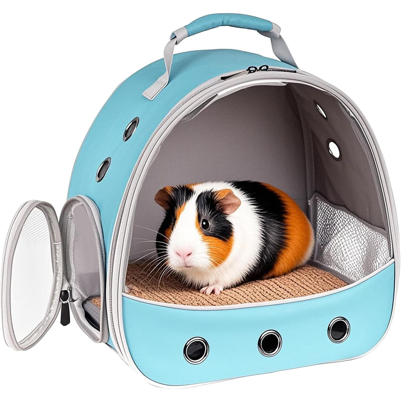 Small Animal Travel Carrier Backpack to Carry and Transport Guinea Pig Birds Bearded Dragon, Clear Front Window, Portable Bag to Transport Hamster Hedgehog Green - PawsPlanet Australia