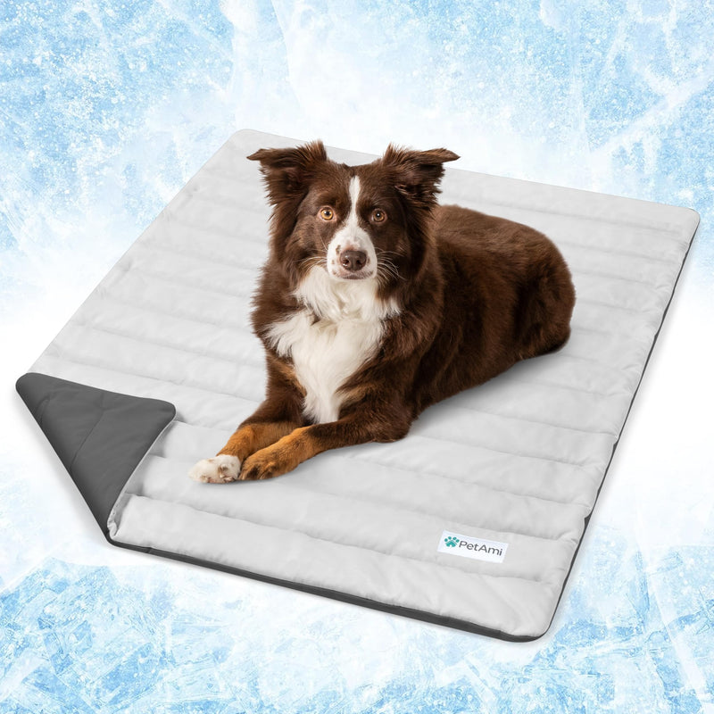 PetAmi Cooling Mat for Dog, Premium Pet Cooling Blanket for Crate Kennel, Indoor Cat Cool Sleeping Pad, Q-MAX Cold Sofa Couch Cover for Summer, Gray/Light Grey, Small (24x32) Small (24x32) - PawsPlanet Australia