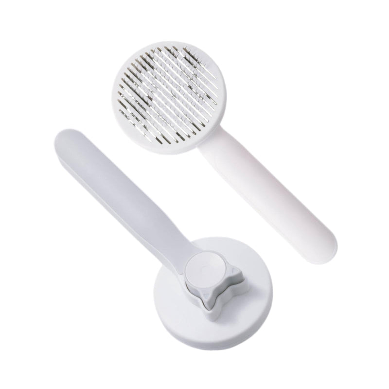 Cat Brush for Shedding & Grooming - Self-Cleaning Deshedding Tool Professional Dog Brush for Short/Long Hair, Indoor Cats Brush with Tangle-Free Control, Gentle on Kittens & Sensitive Skin (Gray) Gray - PawsPlanet Australia