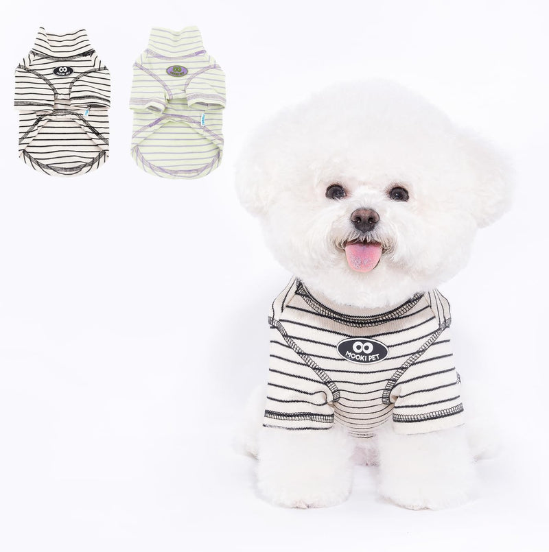 Dog Striped Thermal Undershirt,pet Apparel Designed for Warmth, Suitable for Small Dogs Cats Boy Girl. Combines Cuteness and Style. Colors: Black & White, Purple & Green. (Black-White, Large) black-white - PawsPlanet Australia