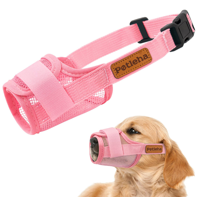 Coppthinktu Soft Dog Muzzle, Breathable Mesh Muzzle for Small Medium Large Sized Dog Mouth Cover, Adjustable Muzzles to Prevent Biting Barking Dogs Mouth Cover Allows Drinking (Pink L) Pink - PawsPlanet Australia