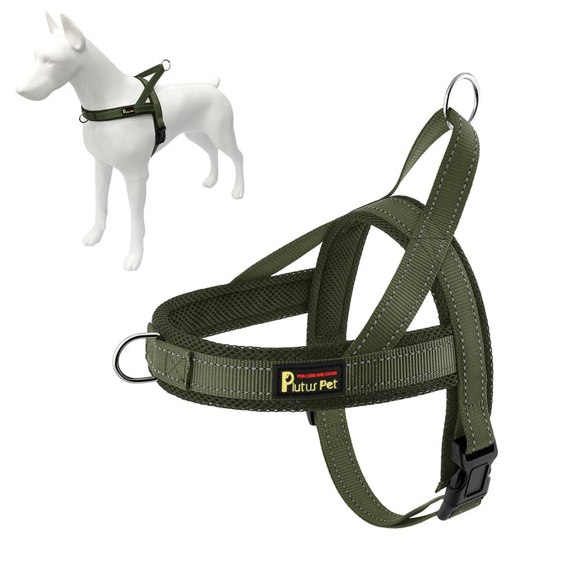 Plutus Pet No Pull Dog Harness with Breathable Mesh Padded, Adjustable Reflective Escape Proof Dog Harness, Quick Fit Dog Vest Harness for Small Medium Large Dogs(M, Ranger Green) M: chest 19.7"-25.2" - PawsPlanet Australia