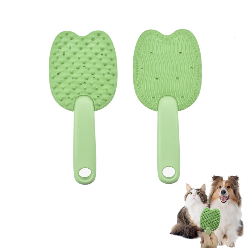 Cat Brush for Shedding Dog Brush Hair Cleaning Comb Bath Massage Tool for Shedding & Grooming, Remove Loose Hair, Cat Shape, Silicone Bristles (Green) Green - PawsPlanet Australia