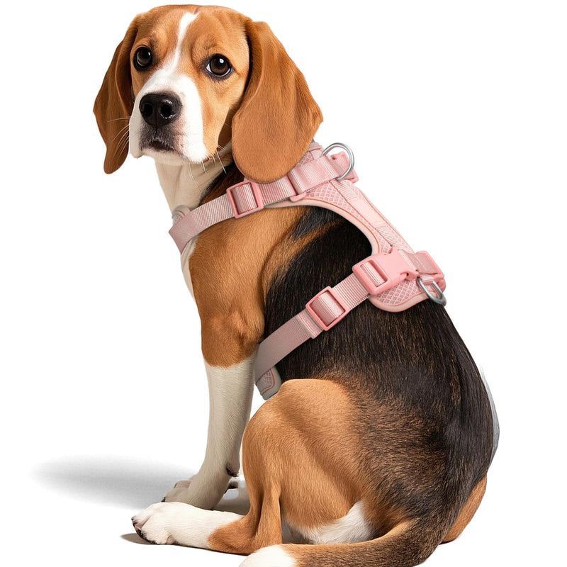 Wisedog Mesh Breathable Dog Harness: No Pull Harness with 3 Fast-Release Buckles Adjustable for Walking & Training for Small Medium Large Dogs (Pink, M: Neck=17"-22"/Chest=15"-28") Pink M: Neck=17"-22"/Chest=15"-28" - PawsPlanet Australia