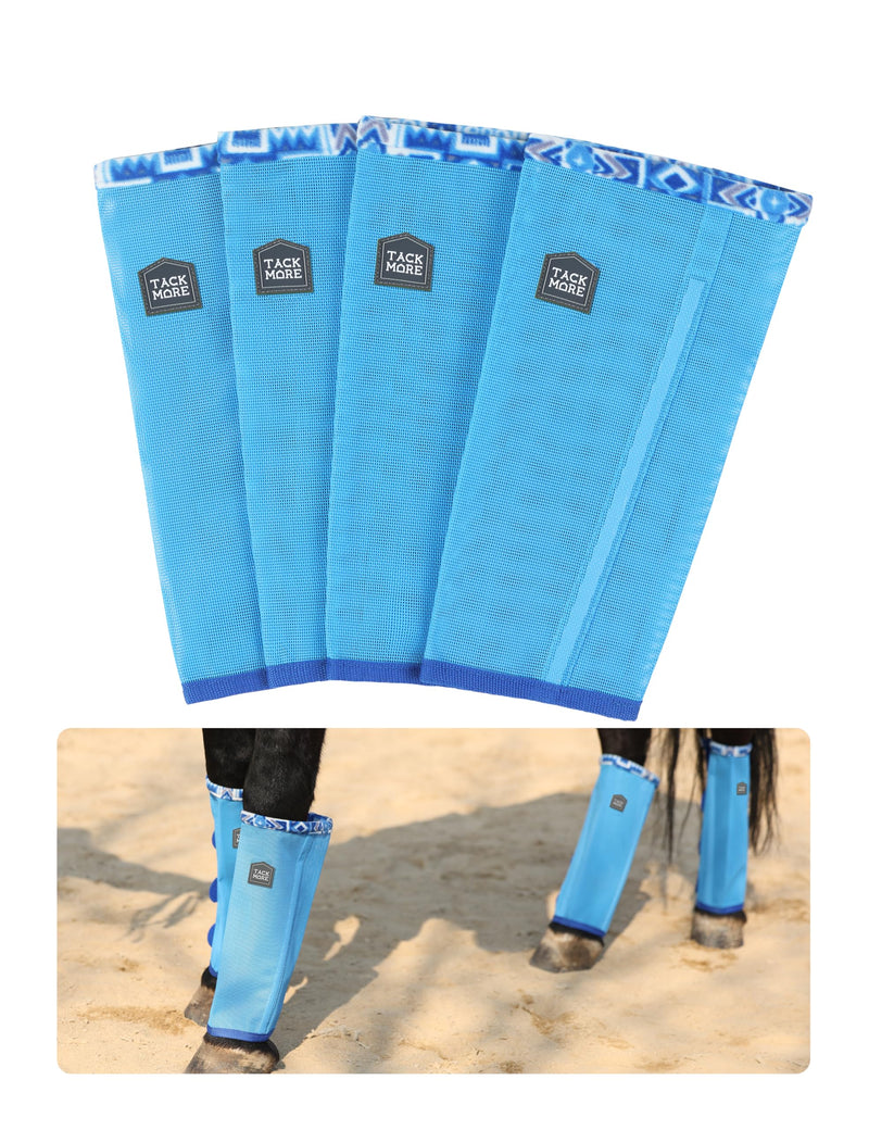 Tackmore Horse Fly Boots with Patterned Fleece Trim, Reduce Rubbing Fly Boots of 4 Summer Protective Leg Boots L Cool Blue - PawsPlanet Australia