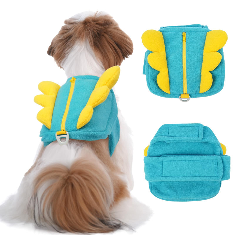 Adjustable Small Dog Backpack Harness with Pockets,Lightweight for Shih Tzu to Wear with D-Ring,Cute Carrier Backpack for Outdoor Daily Travel,Spring Colorblock Wing(Blue,S,3-7lb) Turquoise - PawsPlanet Australia