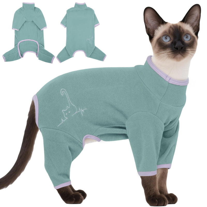 DENTRUN Cat Clothes for Hair Control with Hair Sticky Fabric - Soft Recovery Suit & Breathable Lint-Resistant Cat Sweater for Cats Only, Kitten Onesie Pajamas, XL, Bean Green X-Large - PawsPlanet Australia