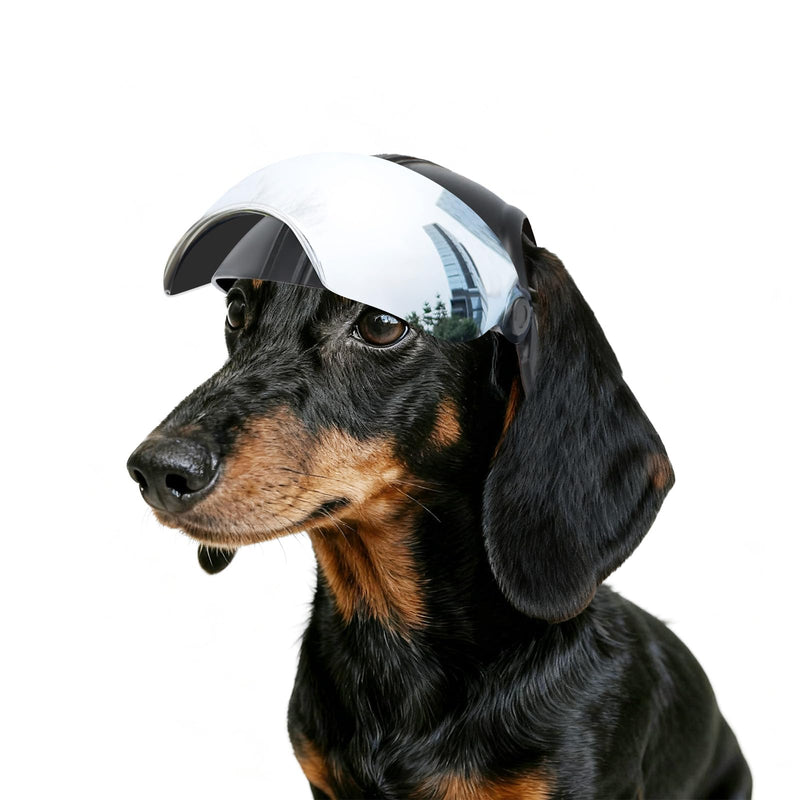 Namsan Dog Helmets for Small Dogs, Dog Helmet with Sun Lens Goggles, Doggie Helmets Hat with Ear Holes, Bike Doggie Helmet for Small to Medium Dogs, Adjustable, Black Silver Helmet - PawsPlanet Australia