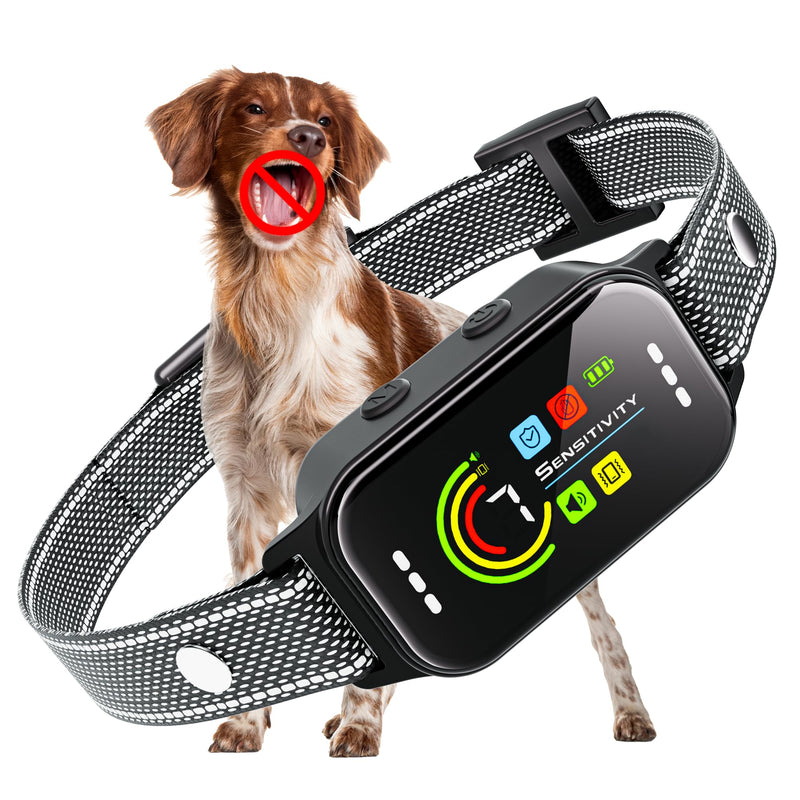 JEUJE Dog Bark Collar,Bark Collar for Large Medium Small Dogs 8-120lbs, AUTO Barking Collar, Bark Training Collar with 7-Level Sensitivity + 5 Safety Modes Humane Training System Black