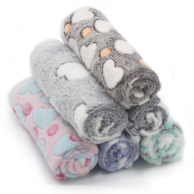 SORKUT 1 Pack 6 Dog Blankets Puppy Blanket Super Soft Fluffy Small Fleece for Pet Blanket for Small Dogs Cat,Medium (29"x20") 6 Pack Star Love Bone Series Medium(29"x20") - PawsPlanet Australia