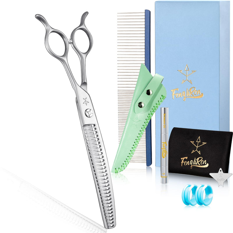 High-end Professional Dog Grooming Curved Thinning Scissors Teeth Blending Shears Pet Texturizing Thinner Blender Shears 7.5 Inch Extremely Very Sharp Made Of Stainless Steel Alloy For Dog Cat Groomer Matte Silver Curved Thinning 7.5inch - PawsPlanet Australia