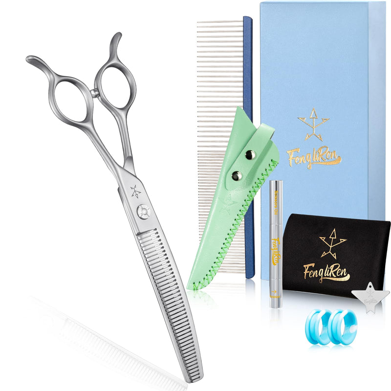 High-end Professional Dog Grooming Curved Thinning Scissors Teeth Blending Shears Pet Texturizing Thinner Blender Shears 7 Inch Extremely Very Sharp Made Of Stainless Steel Alloy For Dog Cat Groomer Matte Silver Curved Thinning 7inch - PawsPlanet Australia