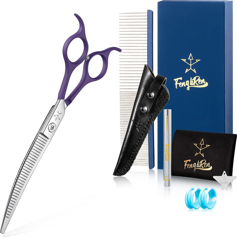 High-end Professional Dog Grooming Curved Thinning Scissors Teeth Blending Shears Pet Texturizing Thinner Blender Shears 7 Inch Extremely Very Sharp Made Of Stainless Steel Alloy For Dog Cat Groomer 7inch Comprehensive Curved Thinning Shears - PawsPlanet Australia