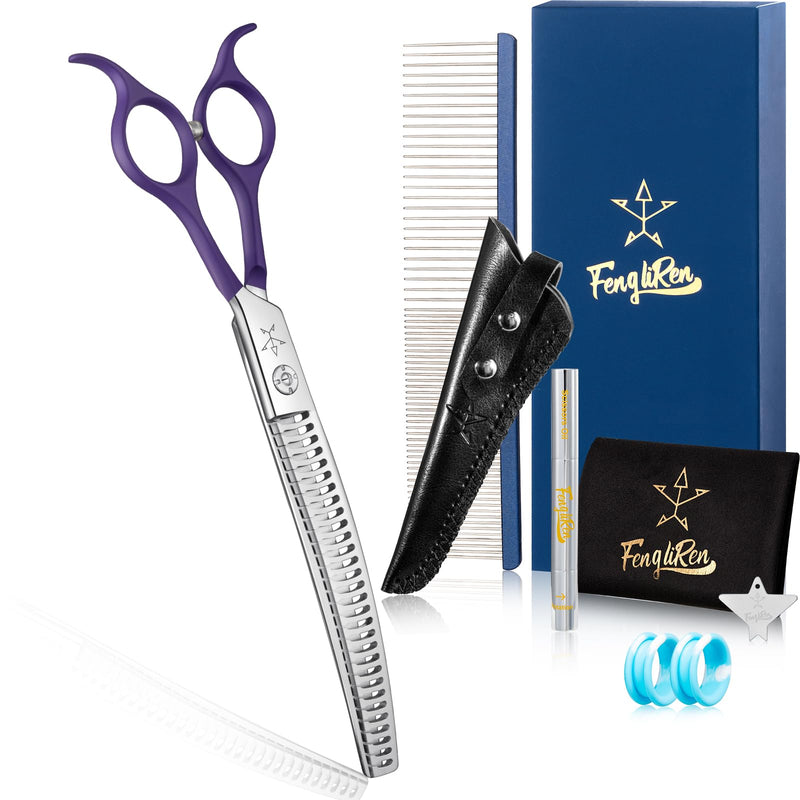 High-end Professional Dog Grooming Curved Thinning Scissors Teeth Blending Shears Pet Texturizing Thinner Blender Shears 7.5 Inch Extremely Very Sharp Made Of Stainless Steel Alloy For Dog Cat Groomer 7.5inch Curved Thinning Shears - PawsPlanet Australia