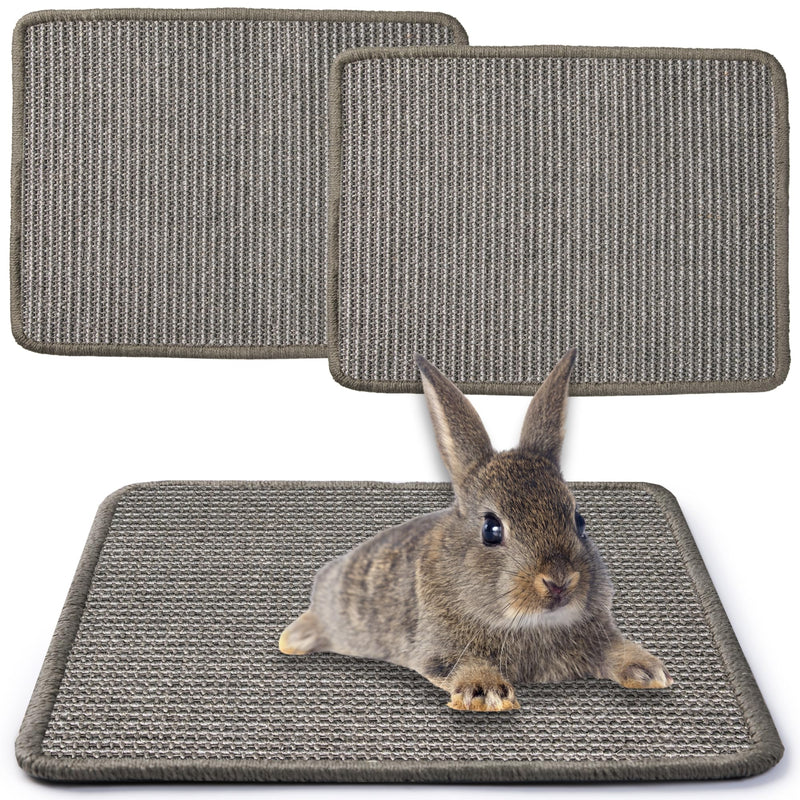 JanYoo 2pcs Bunny Scratch Pads Natural Sisal Rabbit Scratching Pad Bunny Scratcher Mat Resting Mats for Cages, Small Animal Claws and Teeth Care Bedding Accessories for Guinea Pig (15.7x11.8in, Grey) 2-Grey