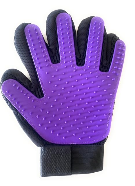 Dog/Cat Silicone Hair Remover Cleaning Pet Grooming Pet Glove Comb Bath Massage (Purple) Right Hand Purple - PawsPlanet Australia