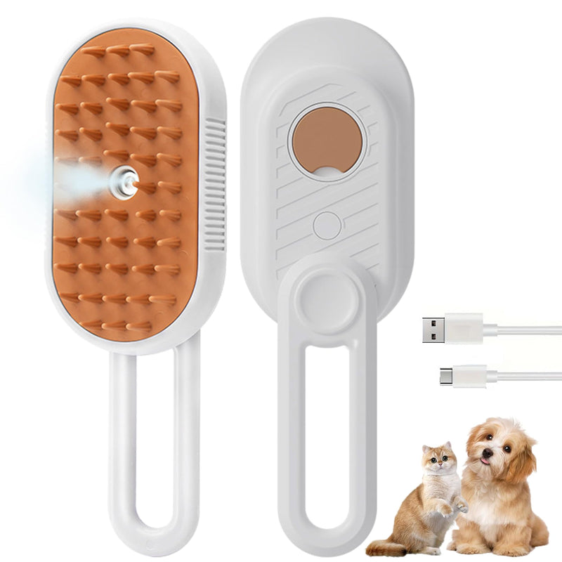 3 in 1 Cat Steam Brush for Shedding & Grooming with Foldable Handle Pet Spray Hair Removal Comb Spritz Defur Comb for Cats Water Brush for Long & Short Haired Pets NEW White - PawsPlanet Australia