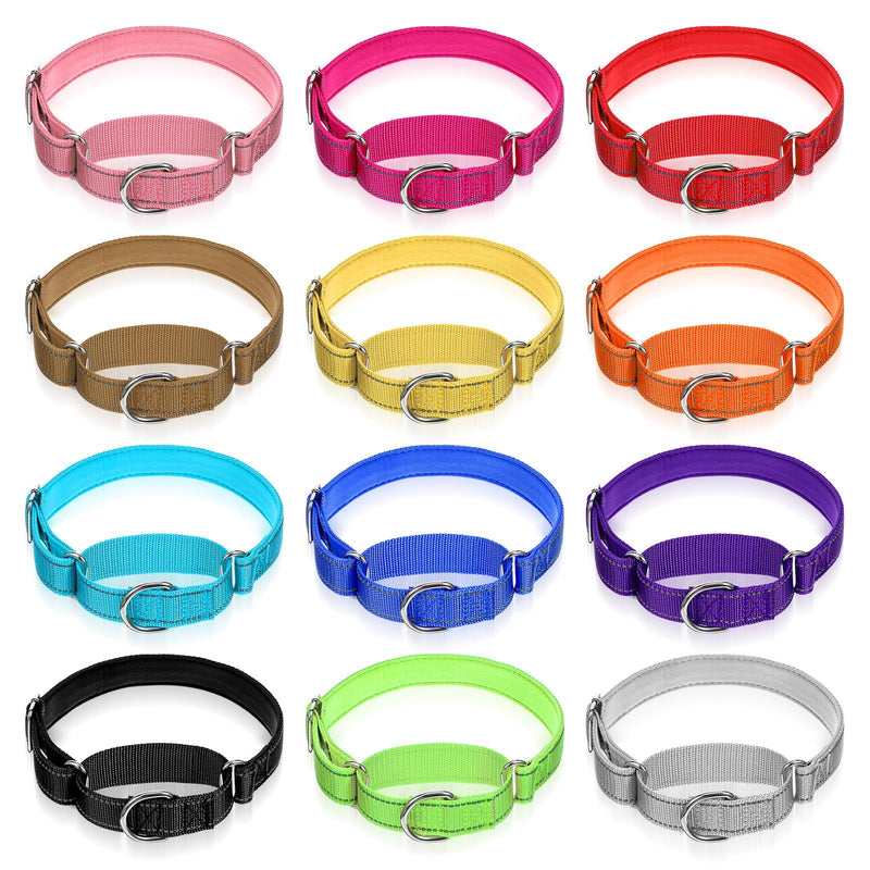 cobee 12 Pack Reflective Martingale Collars for Medium Dog, Adjustable Nylon Collar with Metal D Clip 12 Colors Pupplies Collar 14.2-18.9 Inch - PawsPlanet Australia