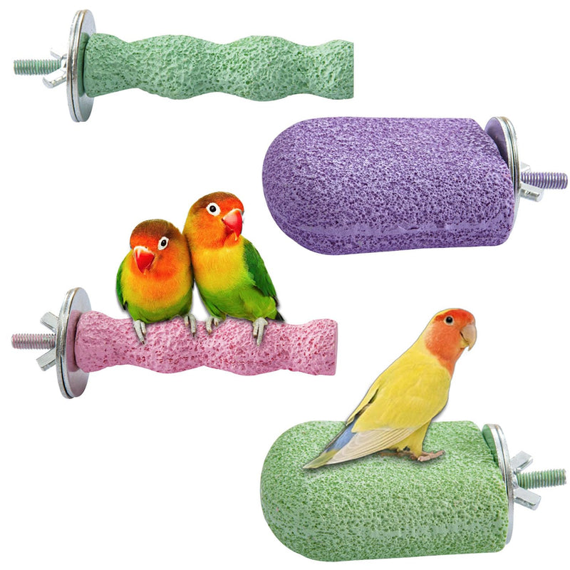 4PCS Bird Beak Grinding Stone,Bird Parrot Cage Perch Stand Platform Foot Claws Trimmer Chewing Toys for Budgies, Parakeets, Cockatiels, Conures - PawsPlanet Australia