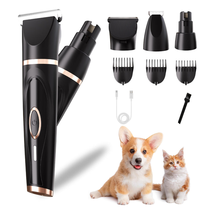 Multifunctional Replaceable Cutter Head Dog Clippers for Grooming Nail Trimmer & Shears 3 in 1 Pets Grooming kit Rechargeable Cordless Low Noise