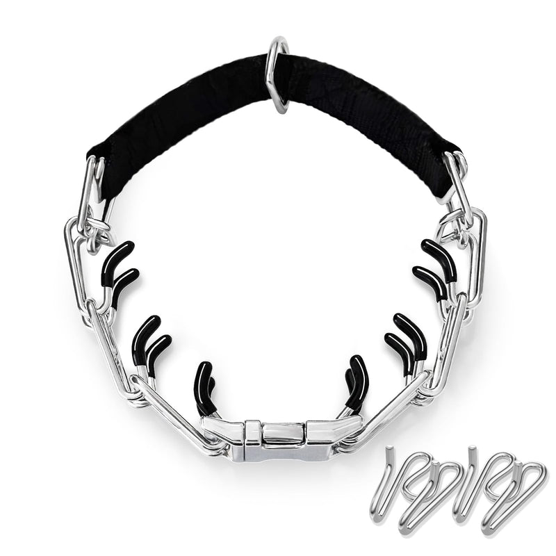 Prong Training Collar for Dogs, No Pull Collar Adjustable Dog Pinch Collar with Quick Release Buckle, for Small Medium Large Dogs, Extra Link and Caps (S: (13'' - 17'') 2.25mm) S: (13'' - 17'')2.25mm