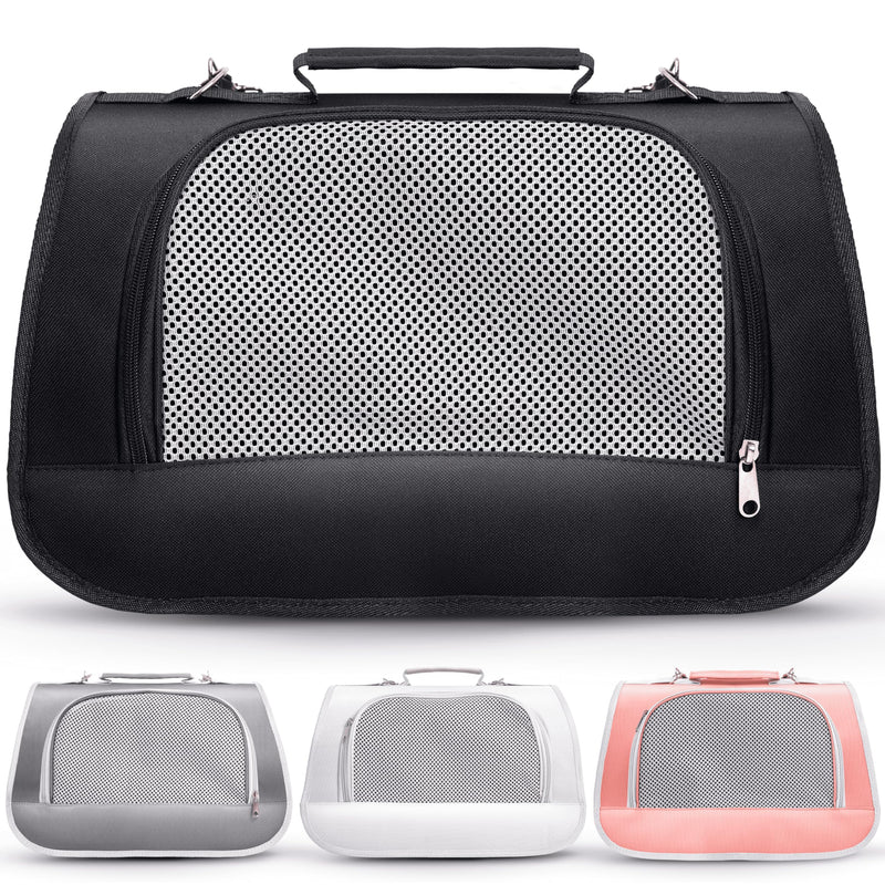 Small Pet Carrier for Cats, Rabbits, Guinea Pigs – Airline Approved Soft-Sided Travel Bag, Lightweight Dog Carrier, Ventilated & Foldable (Up to 10 lbs, Black) - PawsPlanet Australia