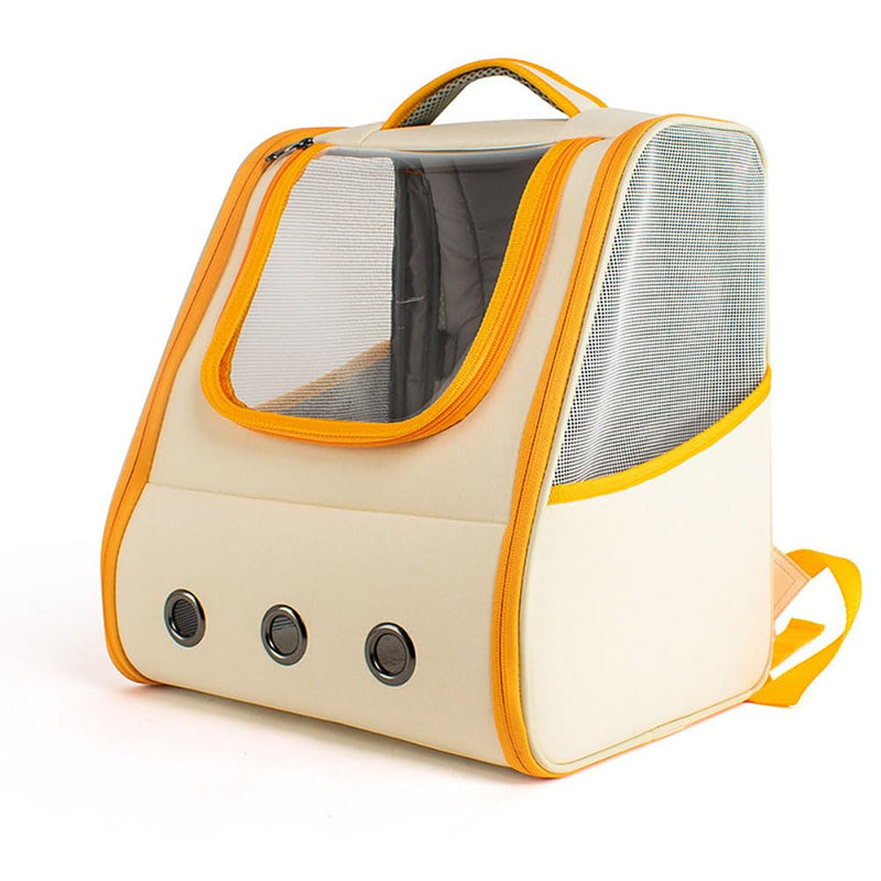 Foldable Travel Cat Backpack Carrier for Cats up to 8kg - Breathable, Ideal for Hiking, Camping, and Daily Adventures Yellow - PawsPlanet Australia
