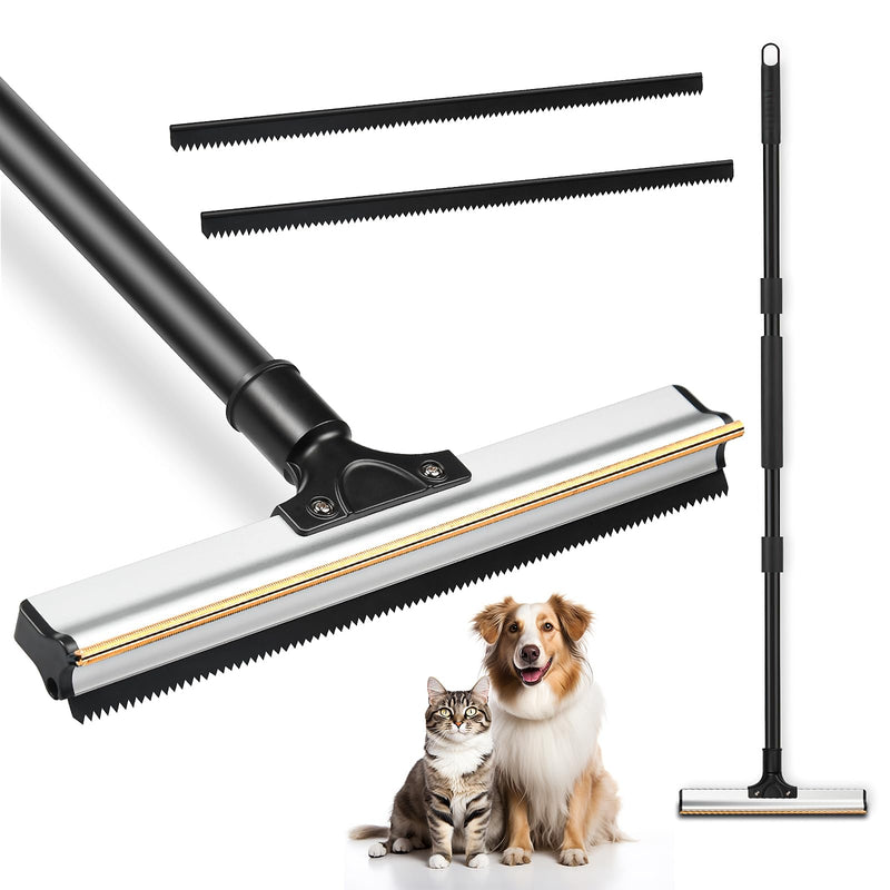 4 FT Carpet Rake for Pet Hair - Dual Cleaning Way for Efficient Pet Hair Removal on Carpets, Sofas, and Car Seats - PawsPlanet Australia