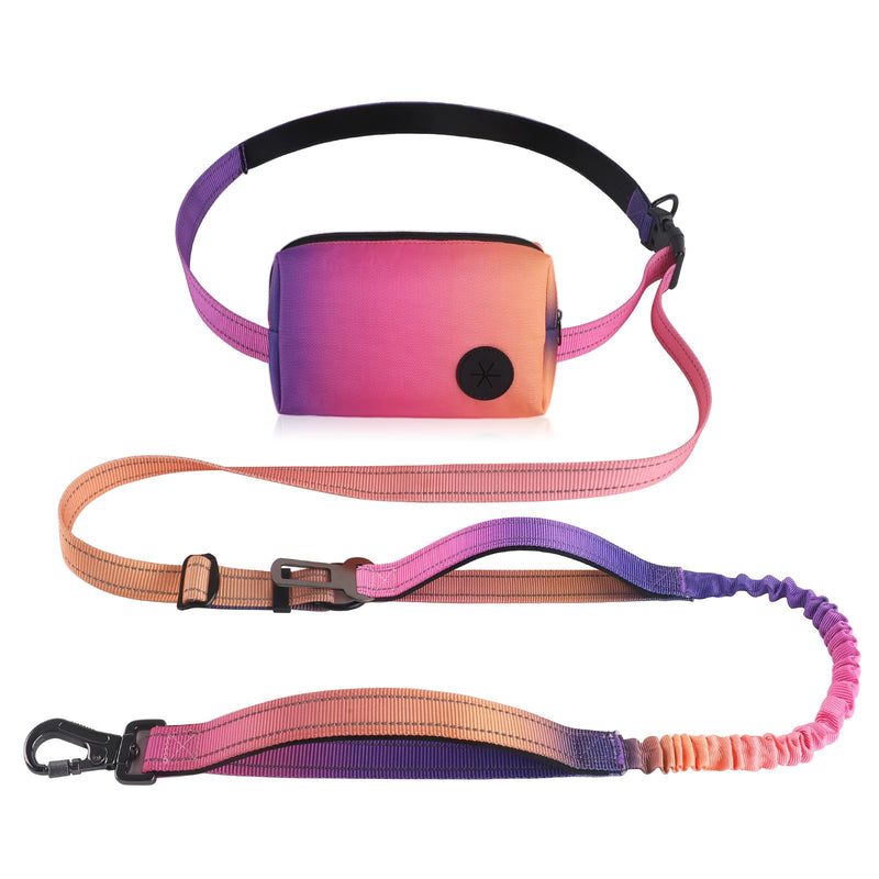 Roses&Poetry Hands Free Dog Leash with Zipper Pouch, 6-9ft Bungee Waist Leash for Medium Large Dogs Walking, Running Lead with Dual Padded Handles Car Safety Buckle for Training Jogging Mistyrose (XL) 6-9FT With Zipper Pouch, 2 Handles - PawsPlanet Australia