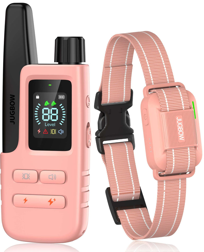 Jugbow Dog Shock Collar - 4200FT Dog Training Collar with Remote for 5-120lbs Small Medium Large Dogs, IPX8 Waterproof E Collar with 4 Training Modes, Security Lock, Rechargeable Shock Collar Pink - PawsPlanet Australia