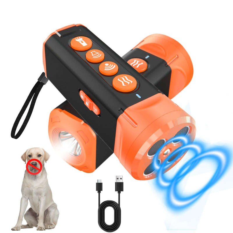 Anti Barking Device for Dogs,Rechargeable Dog Bark Deterrent Device,Barks No More Dog Training Device in 35 FT Indoor Outdoor,Barking Silencer with 4 Ultrasonic Emission Ports and Flashlight - PawsPlanet Australia