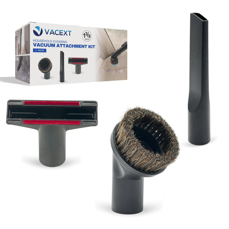 1-3/8'' Vacuum Brush Attachments for Shark, Miele & Most Canister/Handheld Vacuums - Crevice Tool, Upholstery & Horsehair Dusting Brushes - Pet Hair Removal Tool Attachment