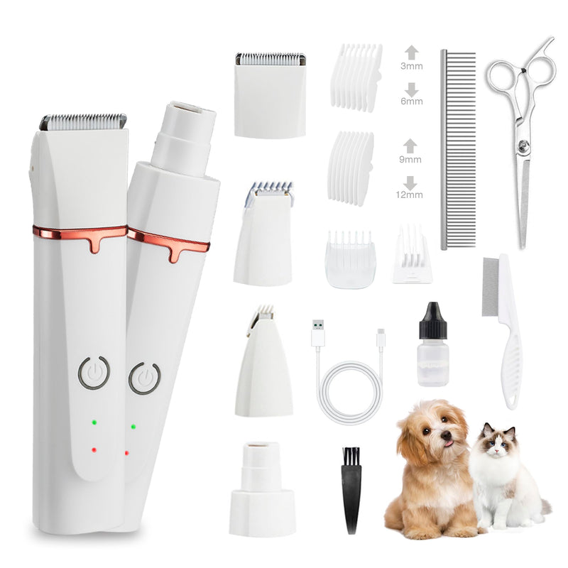 2025 New Petium 4-in-1 Dog Grooming Clippers Kit-Quiet Dog Nail Grinder & Paw Trimmer,Low Noise Cordless Pet Shaver for Small Dogs & Cats,USB-Rechargeable, 6 Guide Combs - PawsPlanet Australia