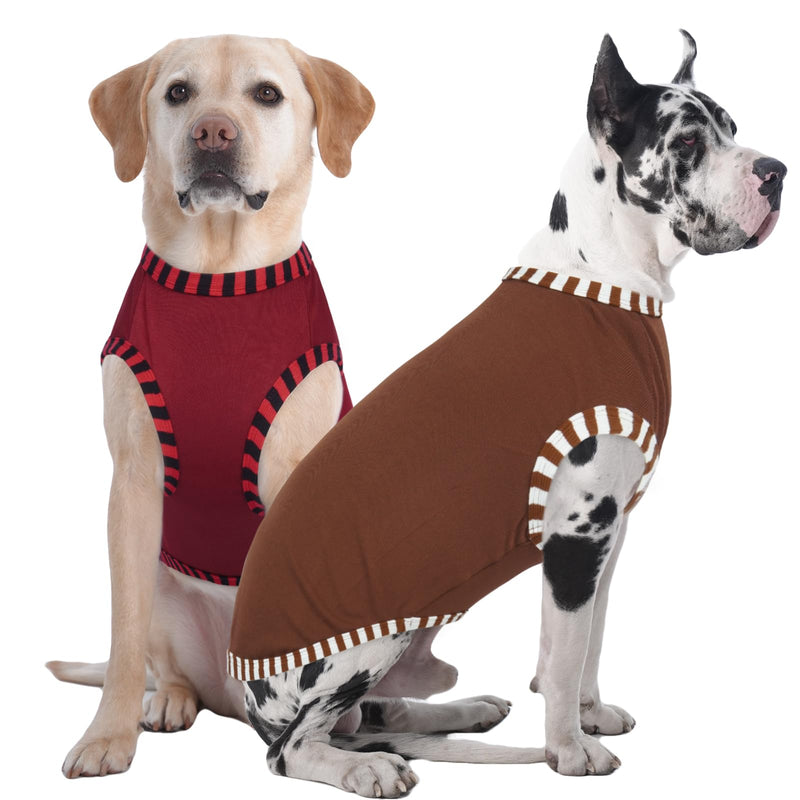 IECOii 2 Pack Great Dane Dog T Shirts | Comfortable Fabric Vest for Dogs with Sensitive Skin - Durable Fit - Spring, Summer, Fall Wear for Giant Breed, Coffee+DarkRed,5XL XXXXX-Large(Chest:35.43 in) - PawsPlanet Australia